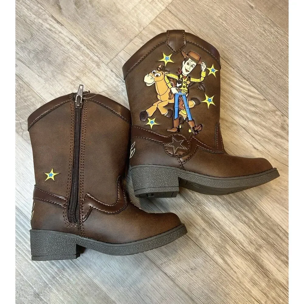 Disney Pixar Toddler Toy Story Woody Pull-on ZIp Up Cowboy Western Boot Brown 5